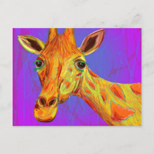 Carte Postale Giraffe colorée en orange et jaune