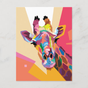 Carte Postale Giraffe colorée Pop Art