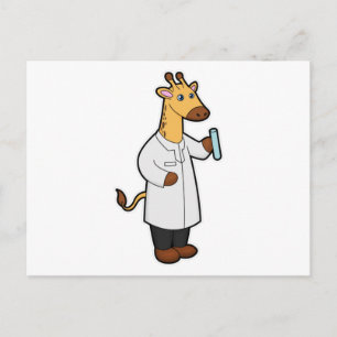 Carte Postale Giraffe comme docteur avec tube d'essai