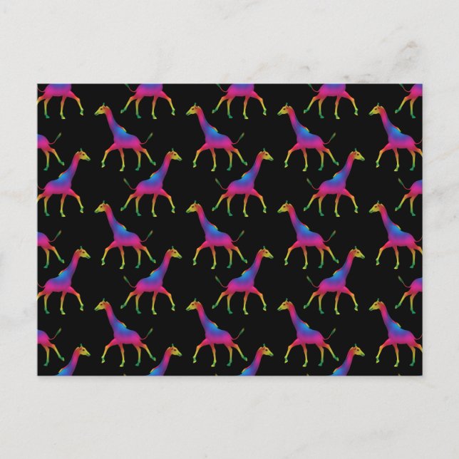 Carte Postale Giraffe de couleur arc-en-ciel (Devant)
