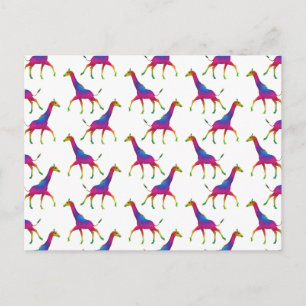 Carte Postale Giraffe de couleur arc-en-ciel