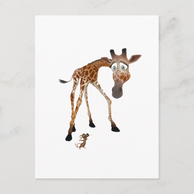 Carte Postale Giraffe de dessin et souris (Devant)
