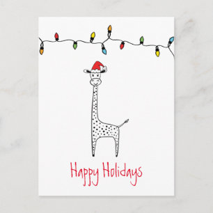 Carte Postale Giraffe de Noël lunatique