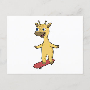 Carte Postale Giraffe en patinage avec skateboard