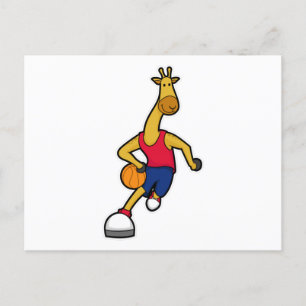 Carte Postale Giraffe en tant que joueur de basket-ball avec Bas