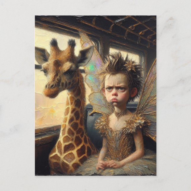 Carte Postale Giraffe et fée ennuyée (Devant)