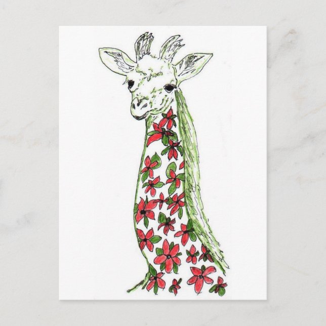Carte postale Giraffe Fleur (Devant)