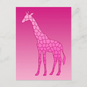 Carte Postale Giraffe géométrique moderne, Fuchsia et rose clair