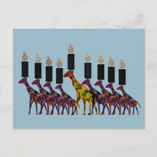 Carte Postale Giraffe Hannukah Menorah (Devant)
