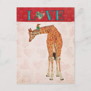 Carte postale GIRAFFE & HUMMINGBIRD LOVE