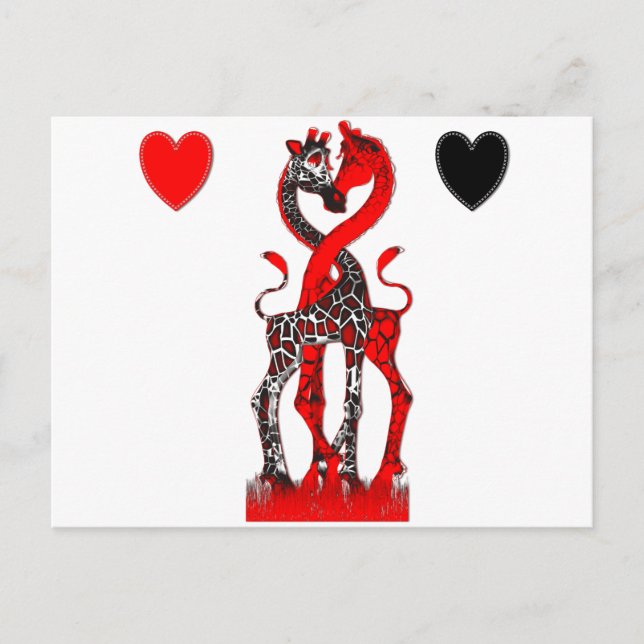 Carte Postale Giraffe Love - Passionate Red (Devant)