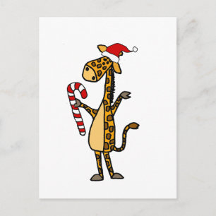 Carte Postale Giraffe mignonne portant le chapeau de Noël Carton