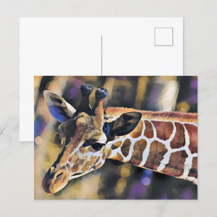 Carte Postale Giraffe Peinture art Vintage
