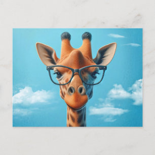 Carte Postale Giraffe portant des lunettes