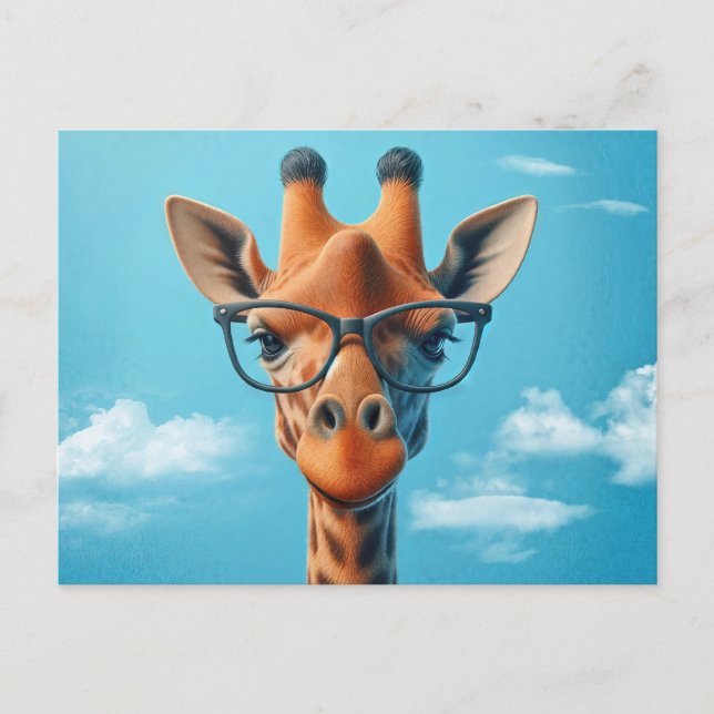 Carte Postale Giraffe portant des lunettes (Devant)