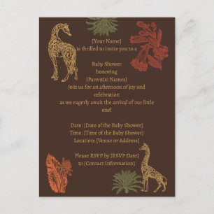 Carte Postale Giraffe rustique Brown Floral