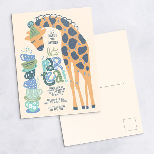 Carte Postale Giraffe Tea Party Anniversaire de enfant Party Inv