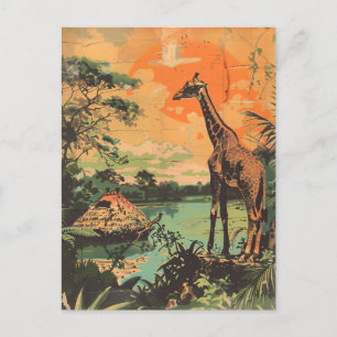 Carte Postale Giraffe vintage
