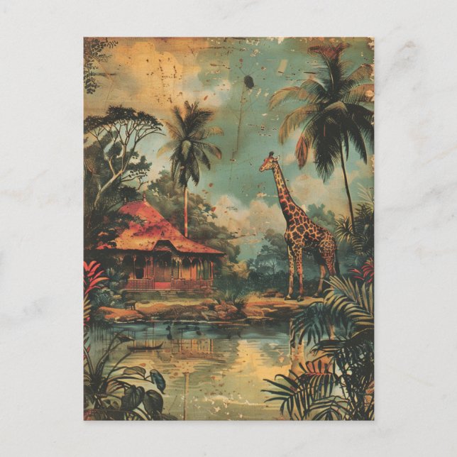 Carte Postale Giraffe vintage (Devant)