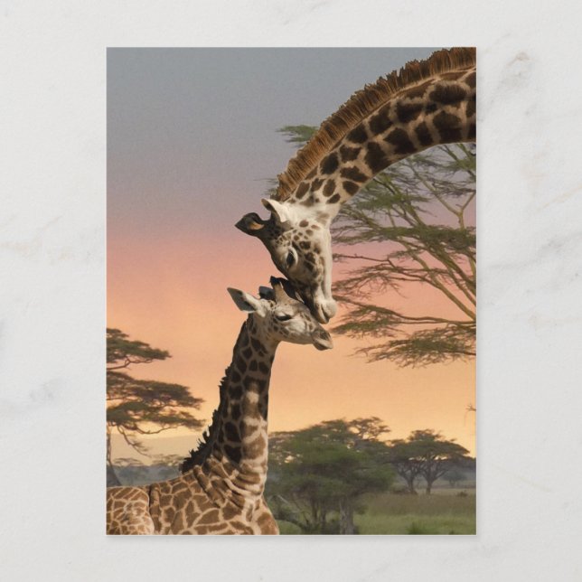Carte Postale Giraffes Greeting Each Other (Devant)