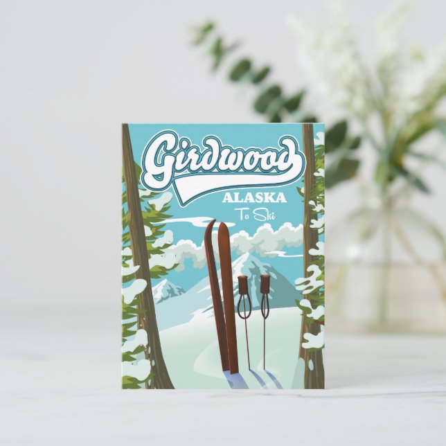Carte Postale Girdwood Alaska pour skier (Debout devant)