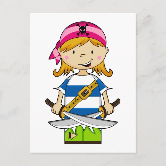 Carte postale Girl Bandana Pirate (Devant)