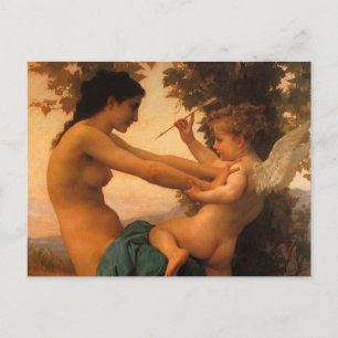 Carte Postale Girl Defending Herself Against Cupid by Bouguereau