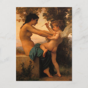 Carte Postale Girl Defending Herself Against Cupid by Bouguereau