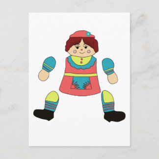Carte Postale girl doll art articulated paper doll cut out