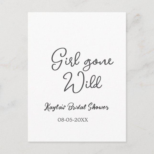 Carte Postale Girl gone wild bridal shower name date simple mini (Devant)