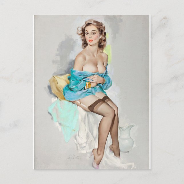 Carte Postale Girl in Blue, Brown & Bigelow Calendar (Devant)