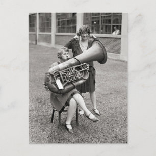 Carte Postale Girl Playing Tuba, 1928