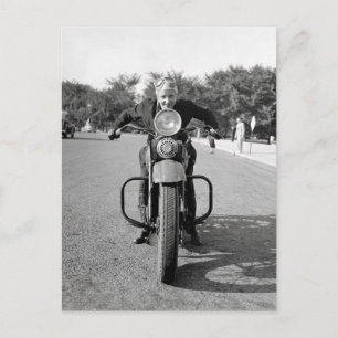 Carte Postale Girl Riding Motorcycle, 1937