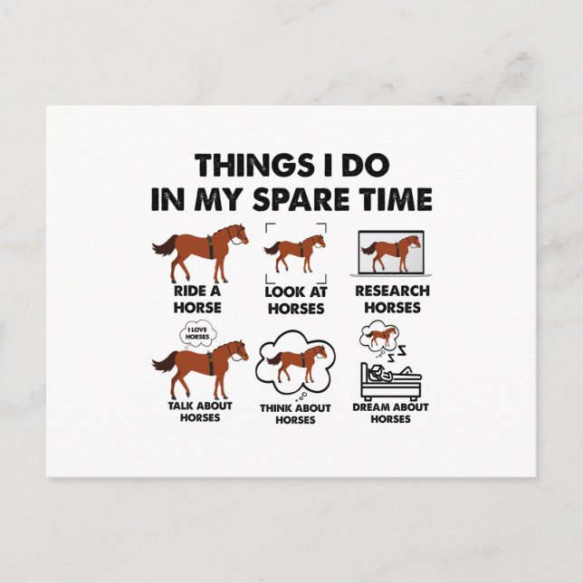 Carte Postale Girl Things I Do In My Spare Time Funny Horse (Devant)