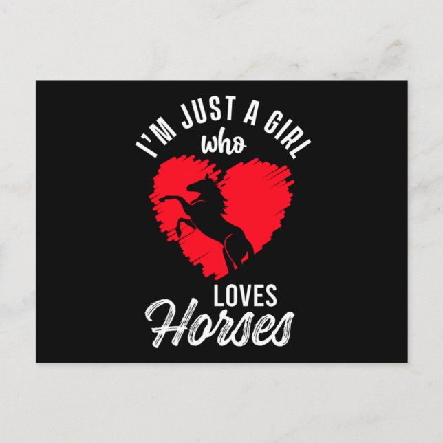 Carte Postale Girl Who Loves Horses Heart Equestrian Stable Gift (Devant)