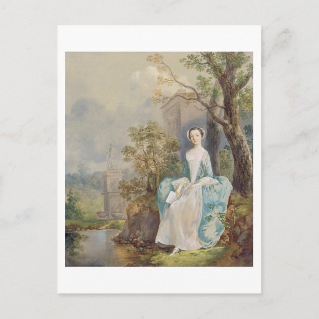 Carte Postale Girl with a Book Seated in a Park, c.1750 (huile s (Devant)