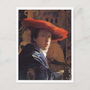 Carte Postale Girl with a Red Hat, c.1665 (oil on panel)