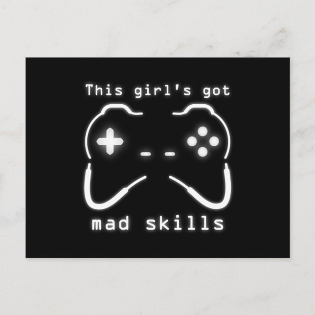 Carte Postale Girl's got Mad Skills Video Game Controller (Devant)