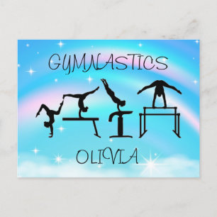 Carte Postale Girls Gymnastique Rainbow Swirls