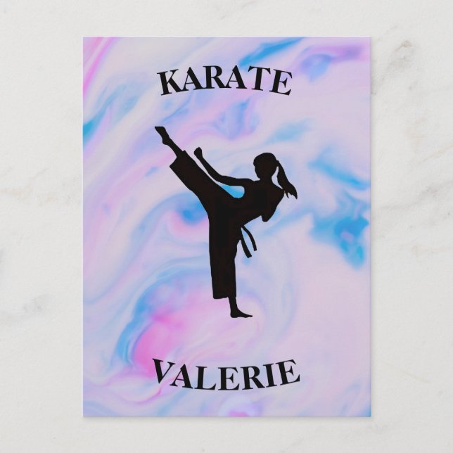 Carte Postale Girls Karate Pastel Swirl (Devant)