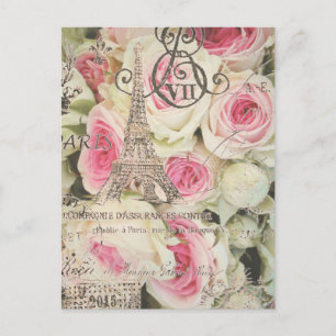 Carte Postale girly chic retro mode paris eiffel tower