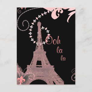Carte Postale girly chic retro mode paris eiffel tower