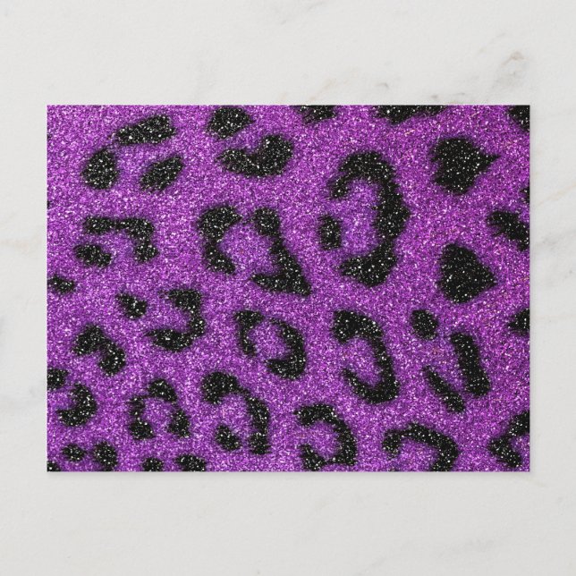 Carte Postale Girly Cute Trendy Purple Glitter Cheetah print (Devant)