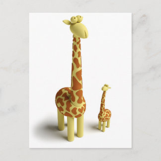 Carte Postale Girrafe Et Giraffe De Bébé