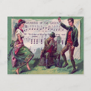 Carte Postale Gitane irlandaise portant du vert pour la gigue