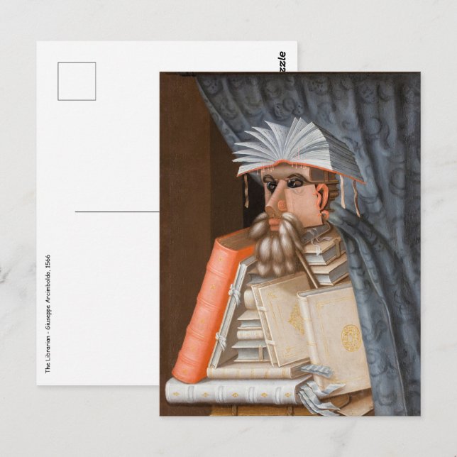 Carte Postale Giuseppe Arcimboldo - Le Bibliothécaire (Devant / Derrière)
