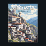 Carte Postale Gjirokaster Albanie Travel Art Vintage<br><div class="desc">Gjirokastër conception de déplacement vectoriel rétro. Il est situé dans une vallée entre les montagnes de Gjerë et le Drino.</div>