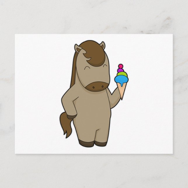 Carte Postale glace au gaufre de cheval (Devant)