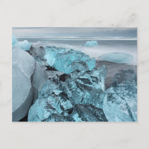 Carte Postale Glace bleue sur la plage, paysage marin, Islande