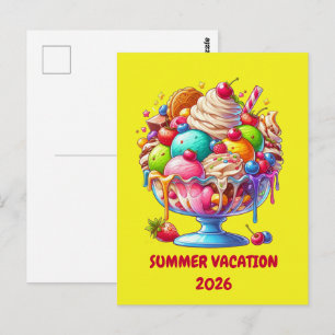 Carte Postale Glace Colorée Sundae – Illustrations de Mignon Des